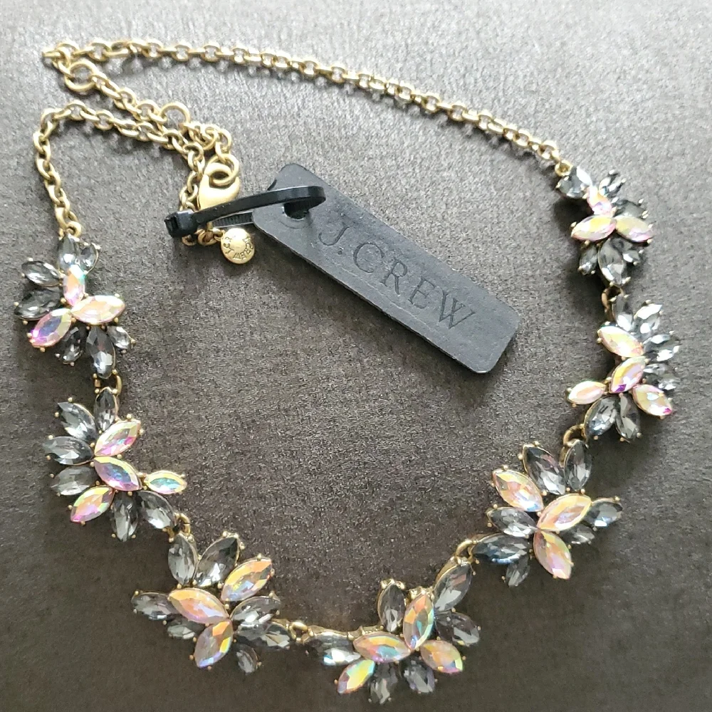 J.Crew Iridescent Crystal Floral Statement Necklace – NWT - Picture 3 of 6